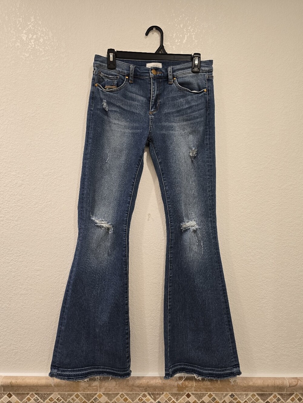 Greywire Petite Flare Distressed Jeans Blue 28